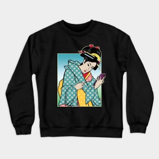 Geisha Smart Phone Text Japanese Society Tokyo Cool Graphic Crewneck Sweatshirt